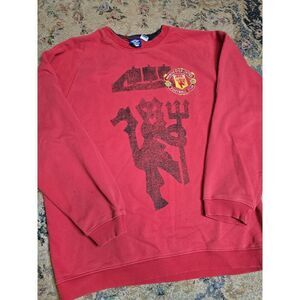 Vintage 90's Manchester United Umbro Pullover Sweatshirt Men's Red Soccer Futbol